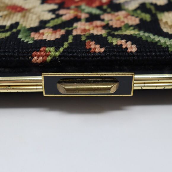 Anton Moritz New York Vintage Custom Bags Needlepoint Handbag Black Floral - Picture 4 of 8